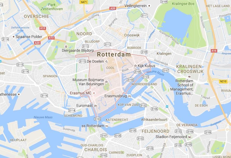 Rotterdam centre mapě