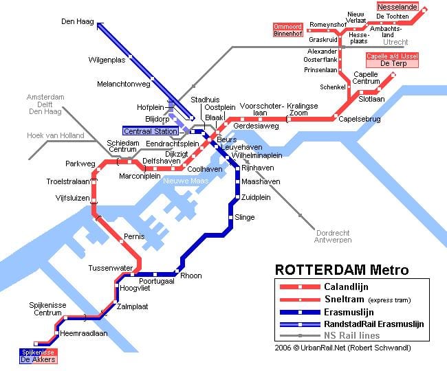 Rotterdam veřejné dopravy mapu