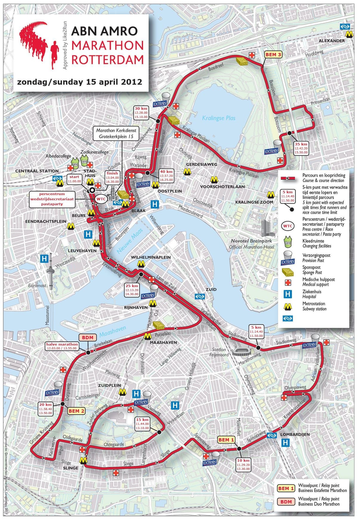 Mapa Rotterdamu maraton 