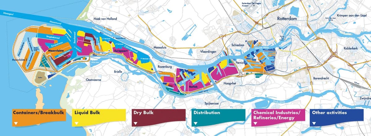 Mapa přístavu Rotterdam 