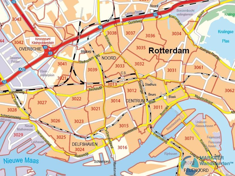 Mapa Rotterdamu psč 