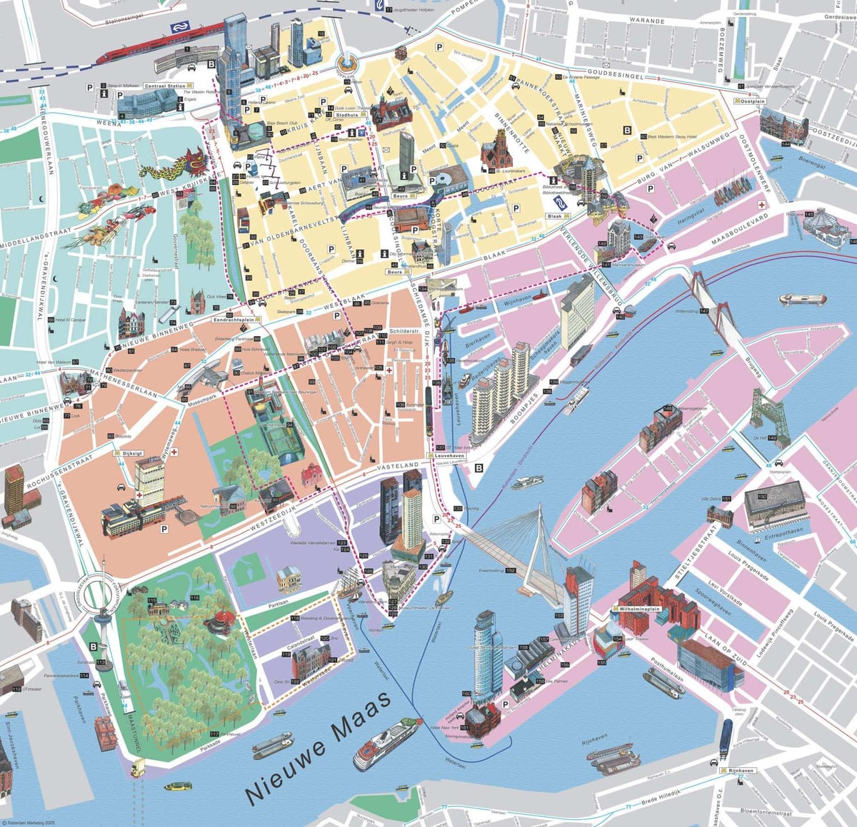 Mapa Rotterdamu okružní 