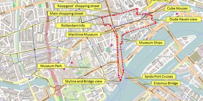 Mapa Rotterdamu pěší výlet 
