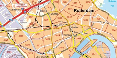 Mapa Rotterdamu psč 